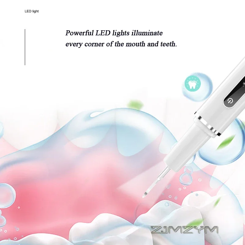 Blanqueador dental inteligente para el hogar, limpiador de dientes eléctrico ultrasónico con luz LED, carga tipo C, modo de seis velocidades