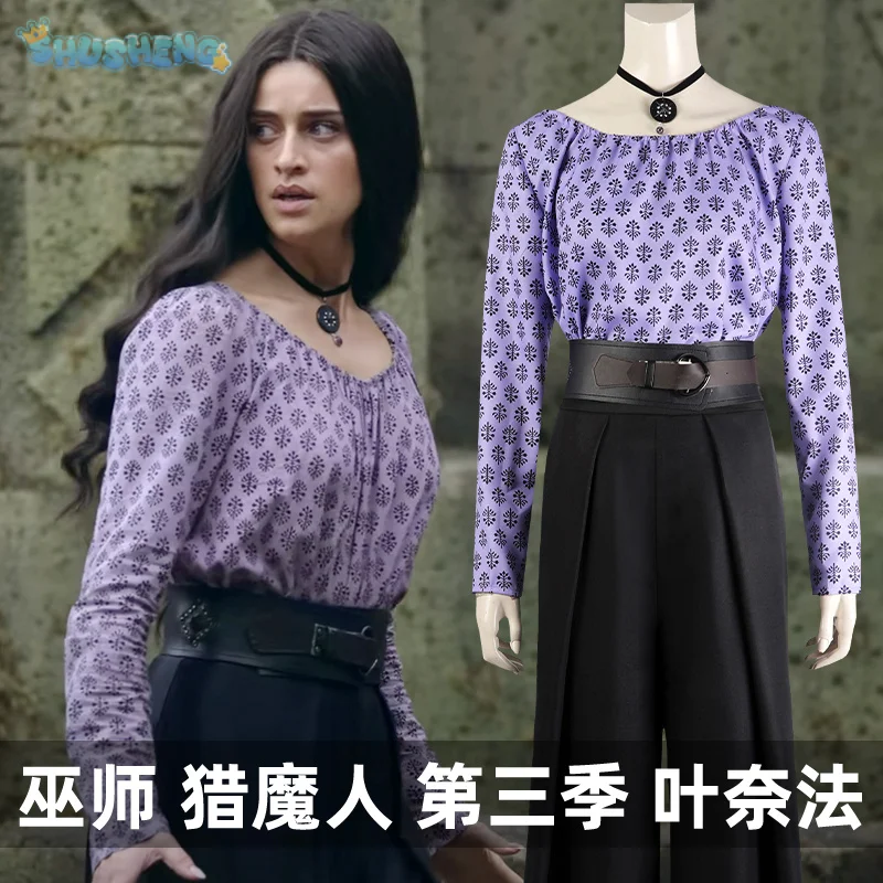 Witcher 3 Wild Hunt cosplay Yennefer of Vengerberg costume casual top pants necklace belt set party fashion woman man uniform