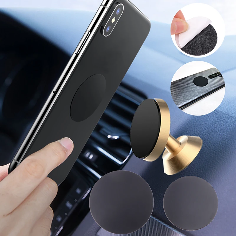 2PCS Universal Iron Sheet Disk Sticker Mount Mobile Phone Magnet Stand For IP Circular Magnetic Metal Plate Car Phone Holder