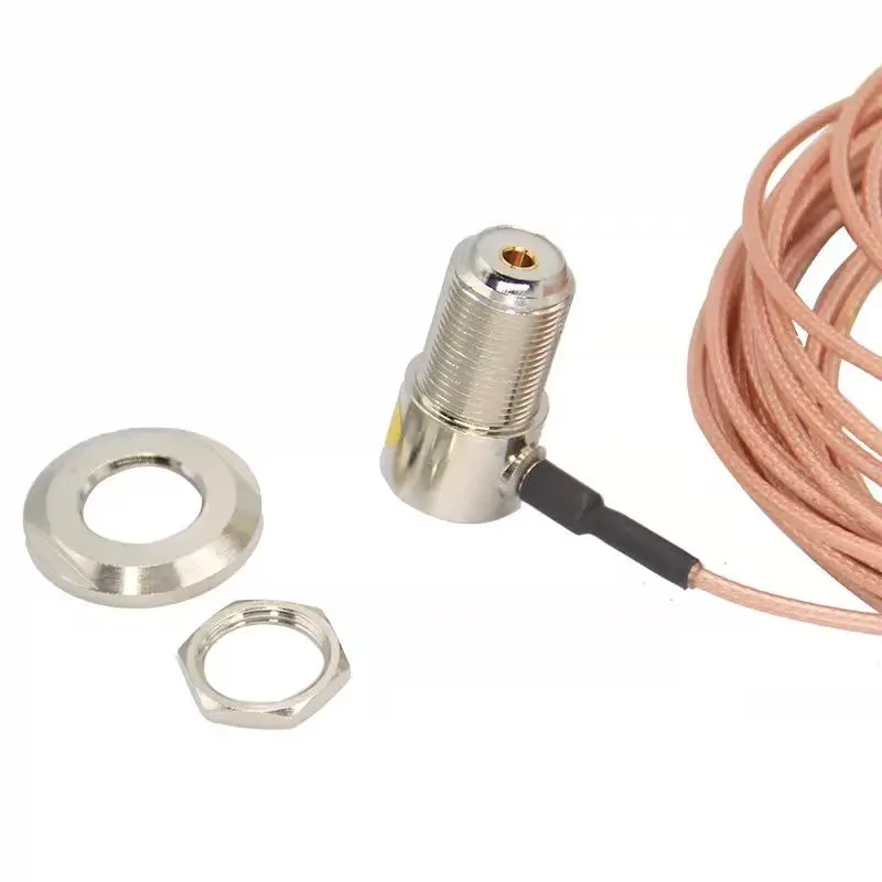 UHF Female Right Angle Bulkhead To Long UHF PL259 Male RG316 for Car Mobile Radio Antenna Jumper Pigtail Cable Copper Low Loss