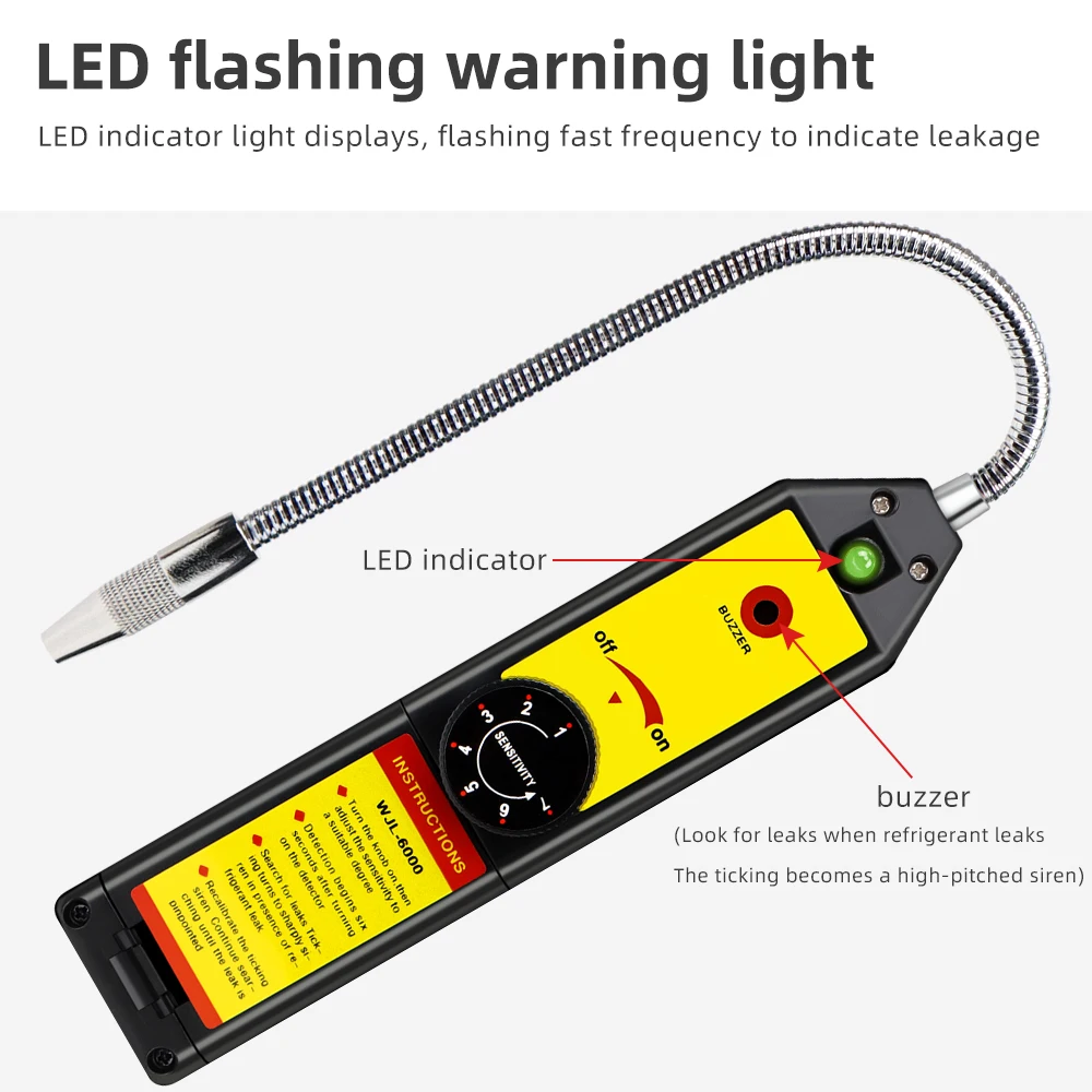 

Smart Halogen Leak Detector Gas Detector Freon Gas Analyzer CFC HFC Halogen Gas Refrigerant Leak Detector Air Conditioning R22a