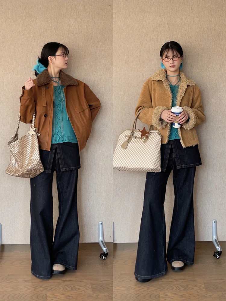 

Женские джинсы Deep Blue Design, с высокой талией, имитация двухслойных, облегающие, повседневные брюки для работы и отдыха, MOWENTI Q35