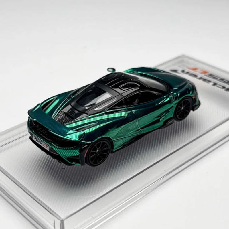 CM 1:64 Scale 765LT Electroplated Full Carbon Green Alloy Simulation Car Model Collection Display Ornament Toy Gift