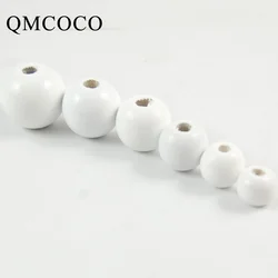 10/12/14/16/18/20/25/30/40mm White Round Wooden Beads Spacer Beads Eco-friendly DIY Custom Crafts Bracelet Jewelry Accessorie