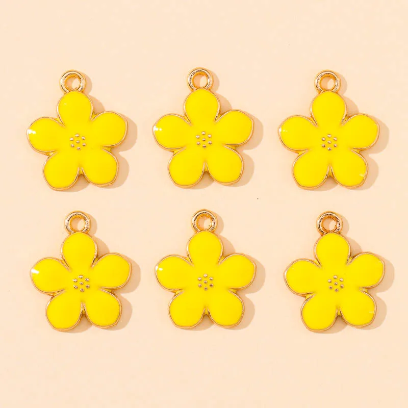 20Pcs 14*17mm 8 Color Enamel Sakura Zinc Alloy Charms For DIY Jewelry Daisy Flowers Pendants Earring Bracelet Making Accessories