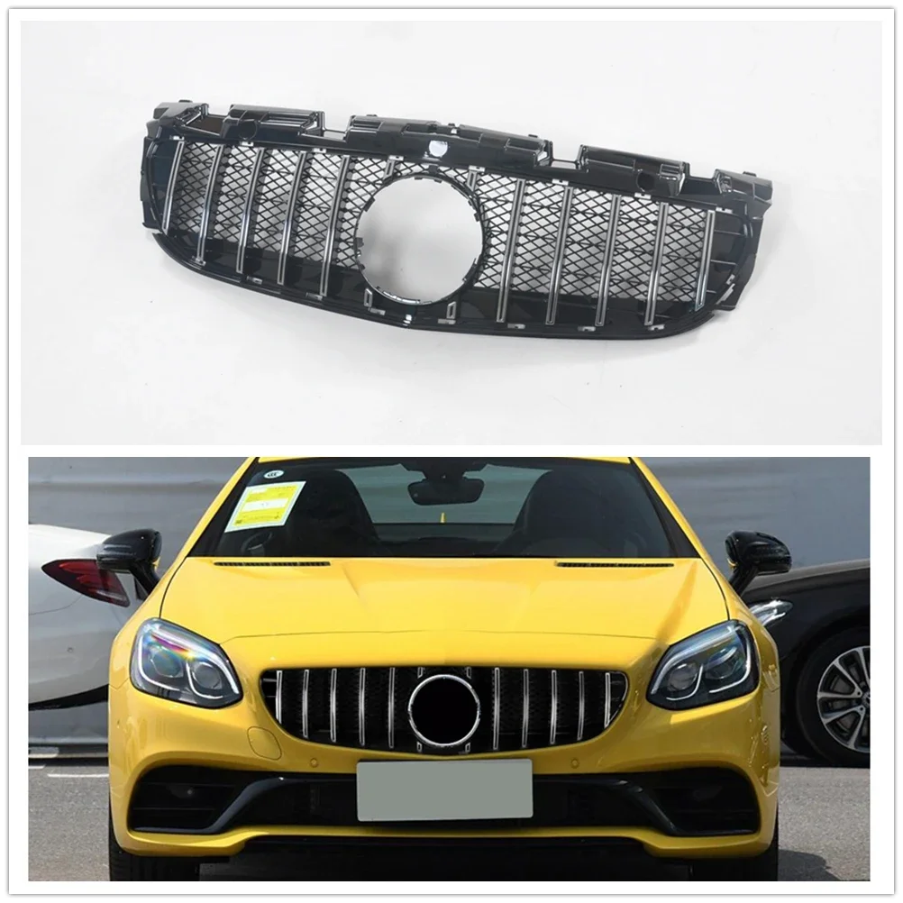 New!For Mercedes-Benz SLC Class R172 2016-2020 SLC180 SLC200 SLC260 SLC300 SLC43 GT Style Front Grill Upper Bumper Hood Mesh Gri