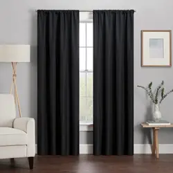 Blackout Curtain Blinds Rod Pocket Window Treatment Ideal for Living Room Bedroom Kitchen Bathroom Home Room Drapes Black/Gray