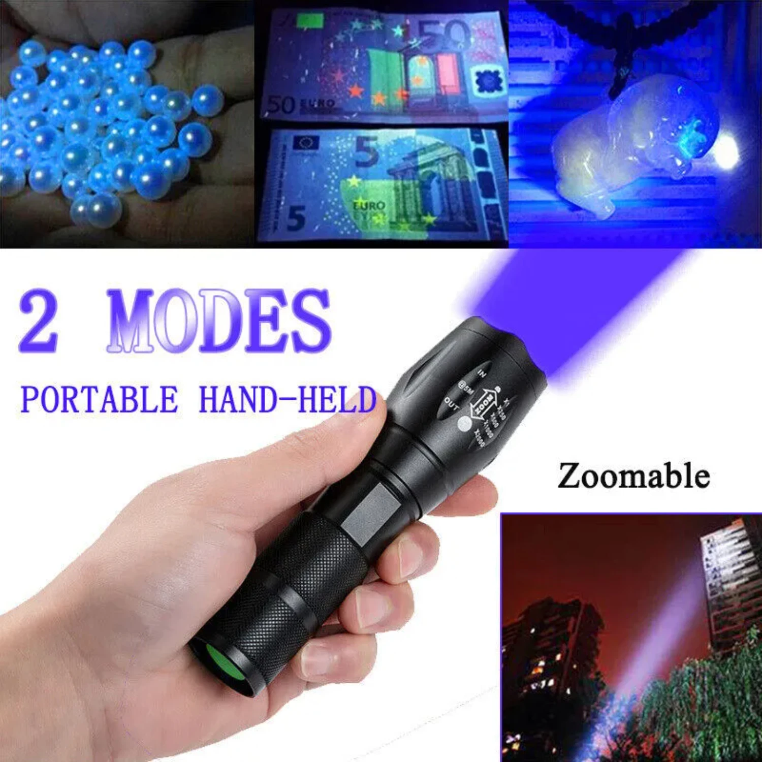 السوبر مشرق 120000lm الأشعة فوق البنفسجية الشعلة الأشعة فوق البنفسجية مصباح يدوي Blacklight ضوء مصباح LED