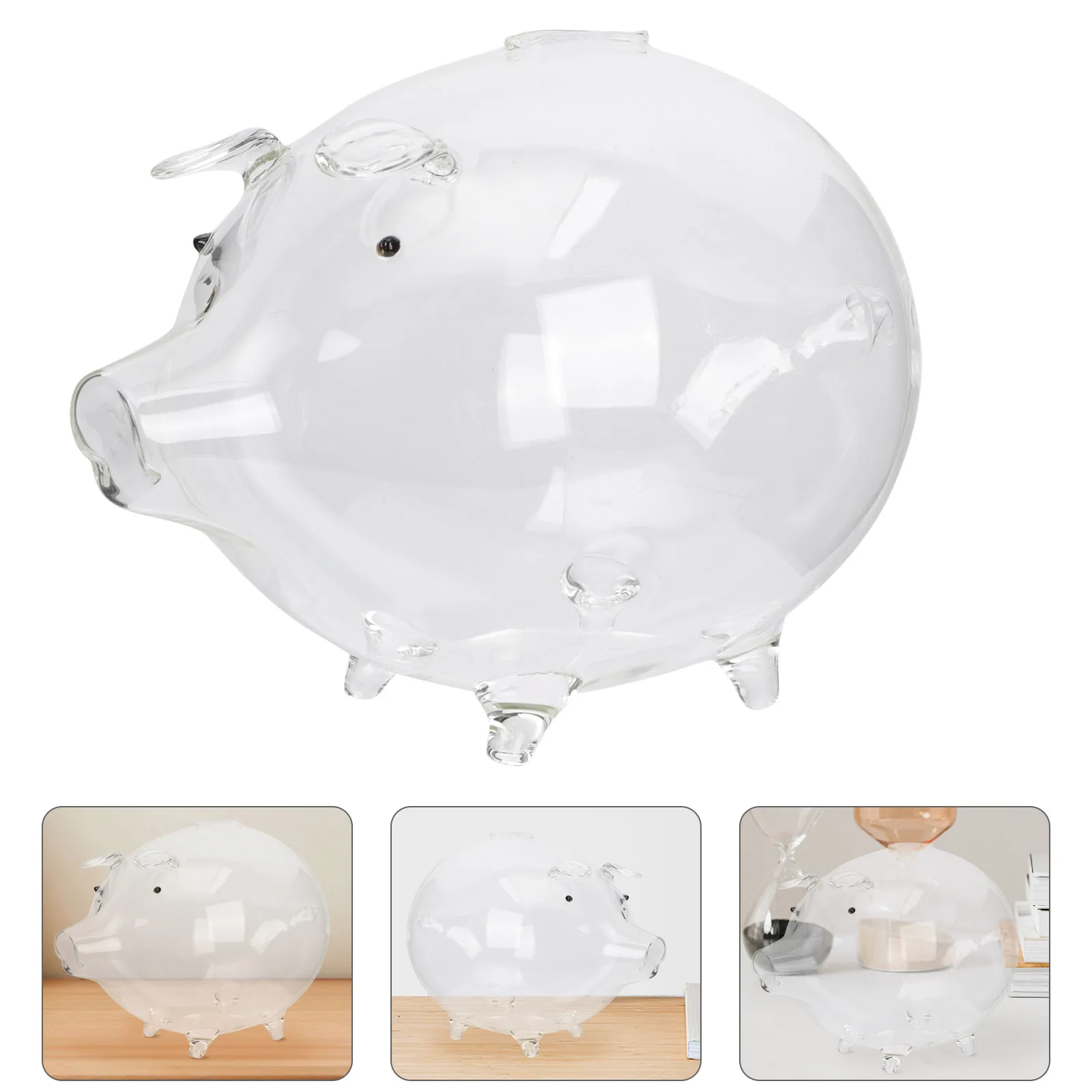 

Piggy Bank Transparent Glass Cute Pig Design Coin Holder for Saving Jar Money Container Home Office Decoration New