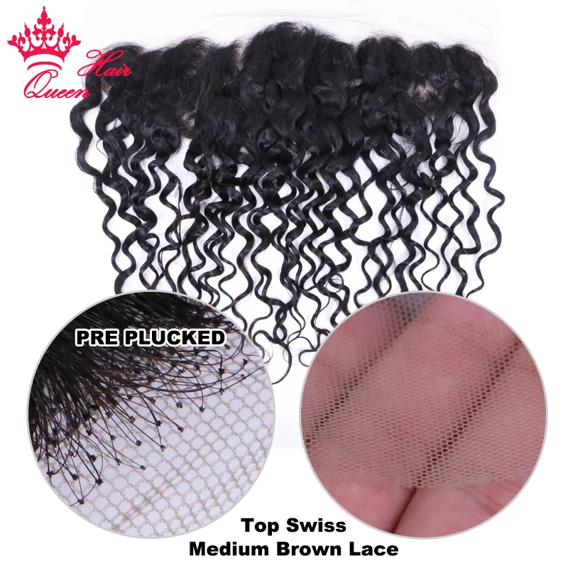 Super Deal 13x4 Lace Frontal Medium Brown Lace Pre Plucked Water Wave 100% Virgin Brazilian Human Hair Queen Hair Official Store