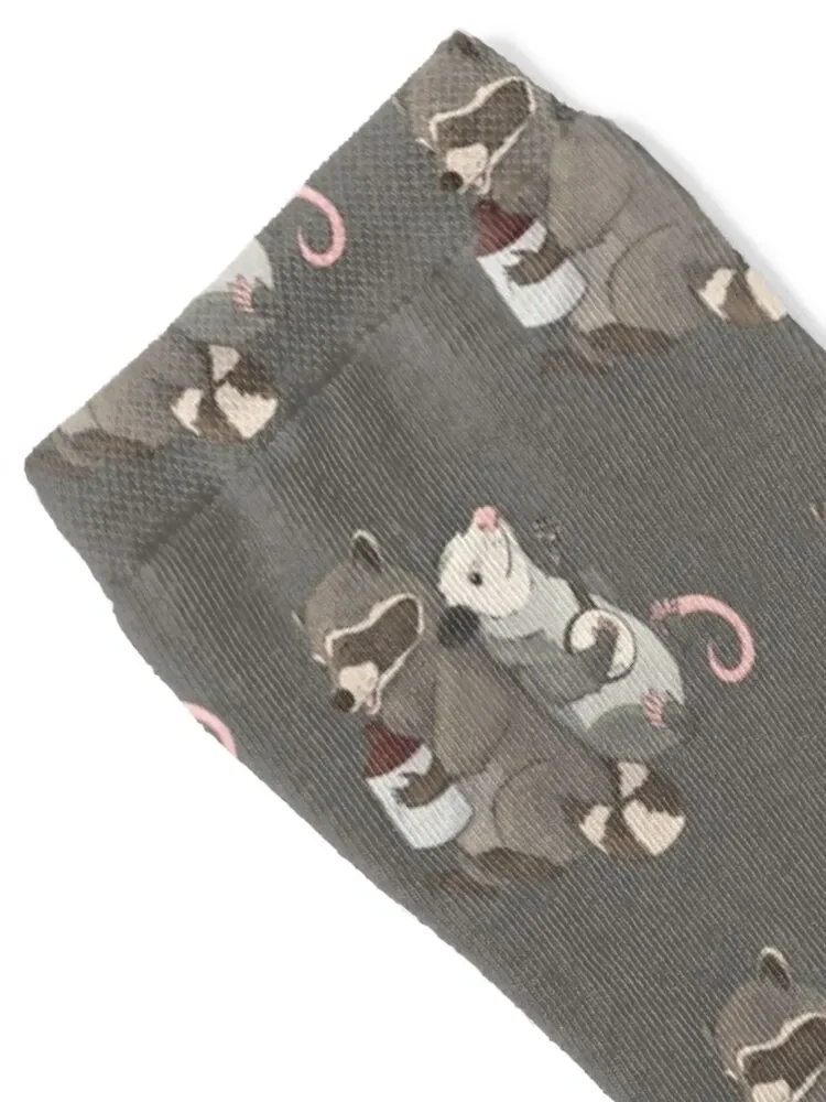 Opossum and a Racoon playing instruments Socks custom sports fashionable cotton warm winter Boy Socks Women's