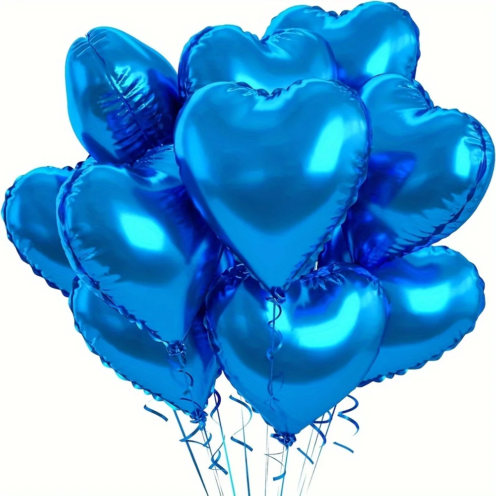 10-teiliges 18-Zoll-Herz-Aluminiumfolien-Luftballons-Set – Dekorationszubehör für Geburtstag, Valentinstag, Hochzeit, Jahrestag, Party