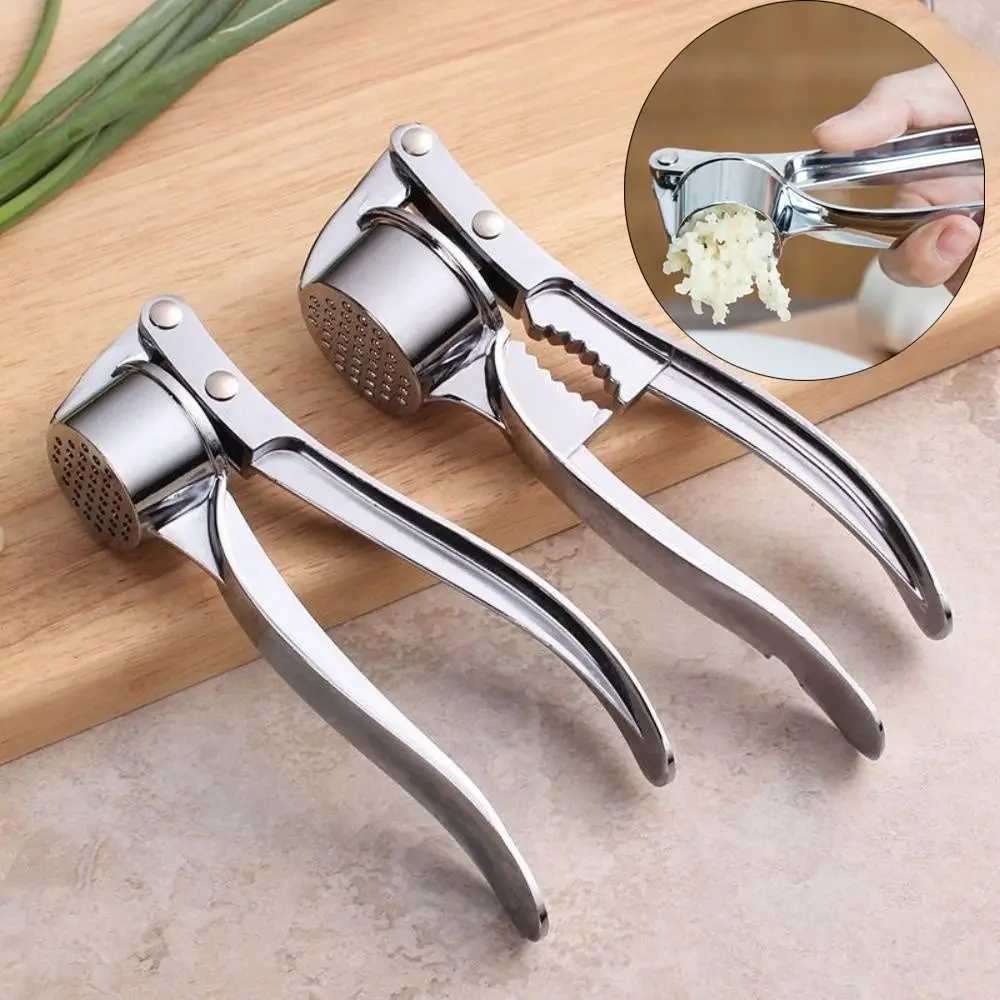 Manual Press Garlic Masher Stainless Steel Ergonomic Handle Garlic Press Multi Functional Garlic Stripper
