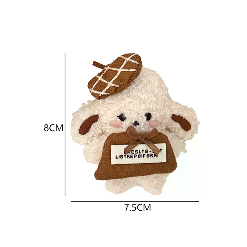 Porte-clés en peluche rétro mignon, lapin/chien de dessin animé, poupée en peluche douce, pendentif de voiture, sac à dos, décor de sac, cadeau pour enfant