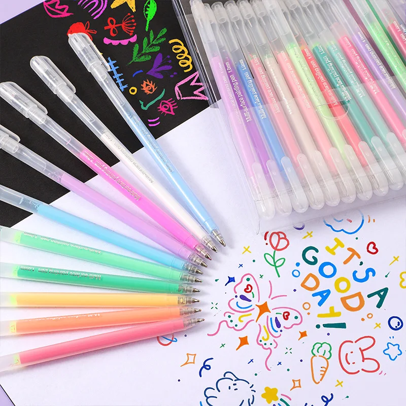12 Teile/satz Acryl Aquarell Gel Stift Große Kapazität Highlighter Feine Spitze 1,0mm Für DIY Schwarz Karton Zeichnung Markierung Kritzeln – Detail 4