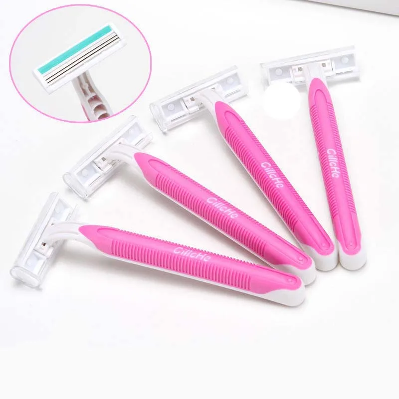 Disposable 3 Layer Lady Private Shaver Set Armpit And Leg Hair Secure Full Body Availability Clean Without Black Spots