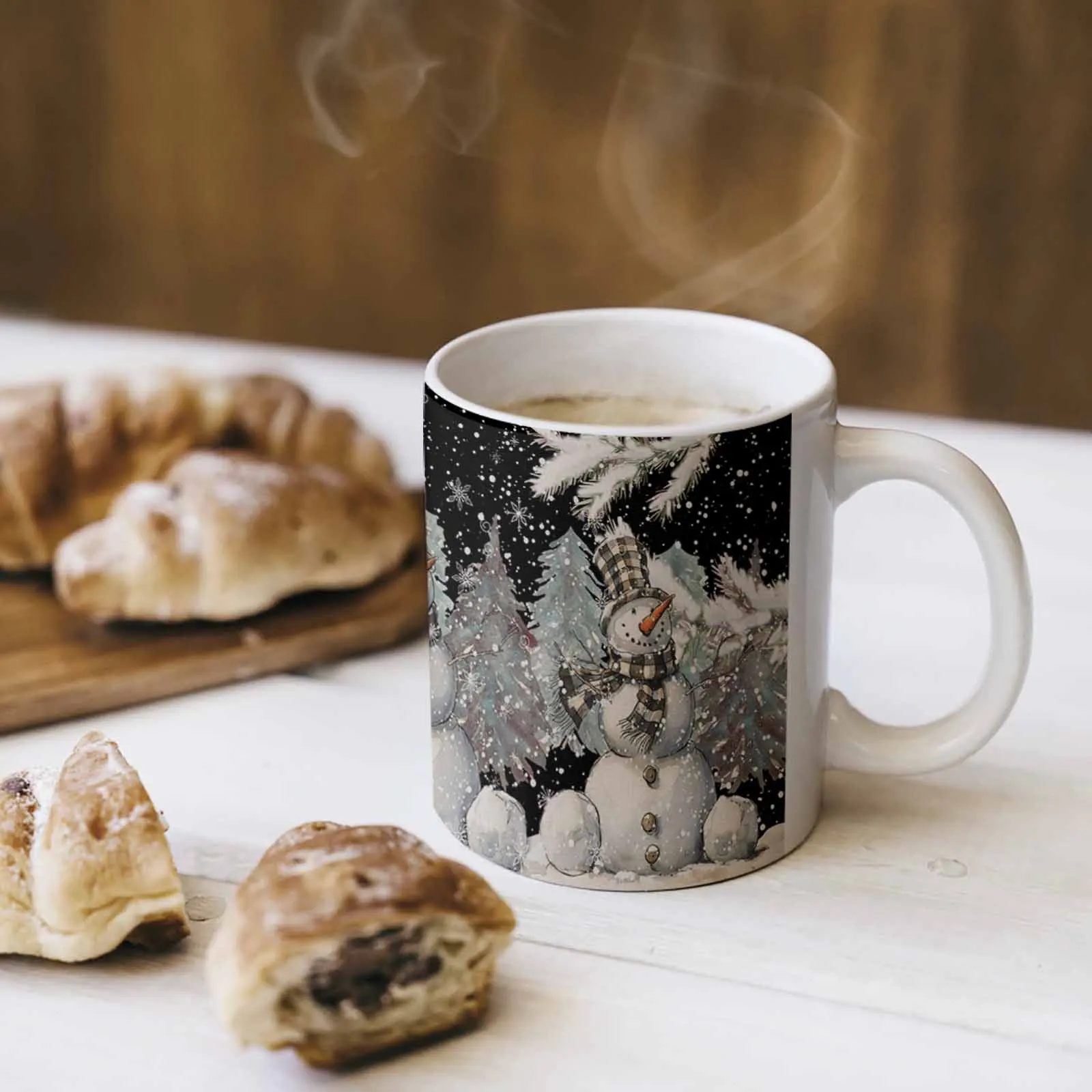 Coffee Mug Snowflake Original Mugs Free Shipping Watercolor Snowman Cup Cups Custom Ceramic Personalized Drinkware Kitchen Bar