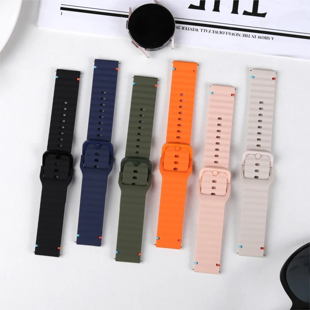 18/20/22mm Wave Suture Silicone Strap For Amazfit Bip Max/6/5/Helio Sports Bracelet For Amazfit Active Max/3/Balance 3 Wristband