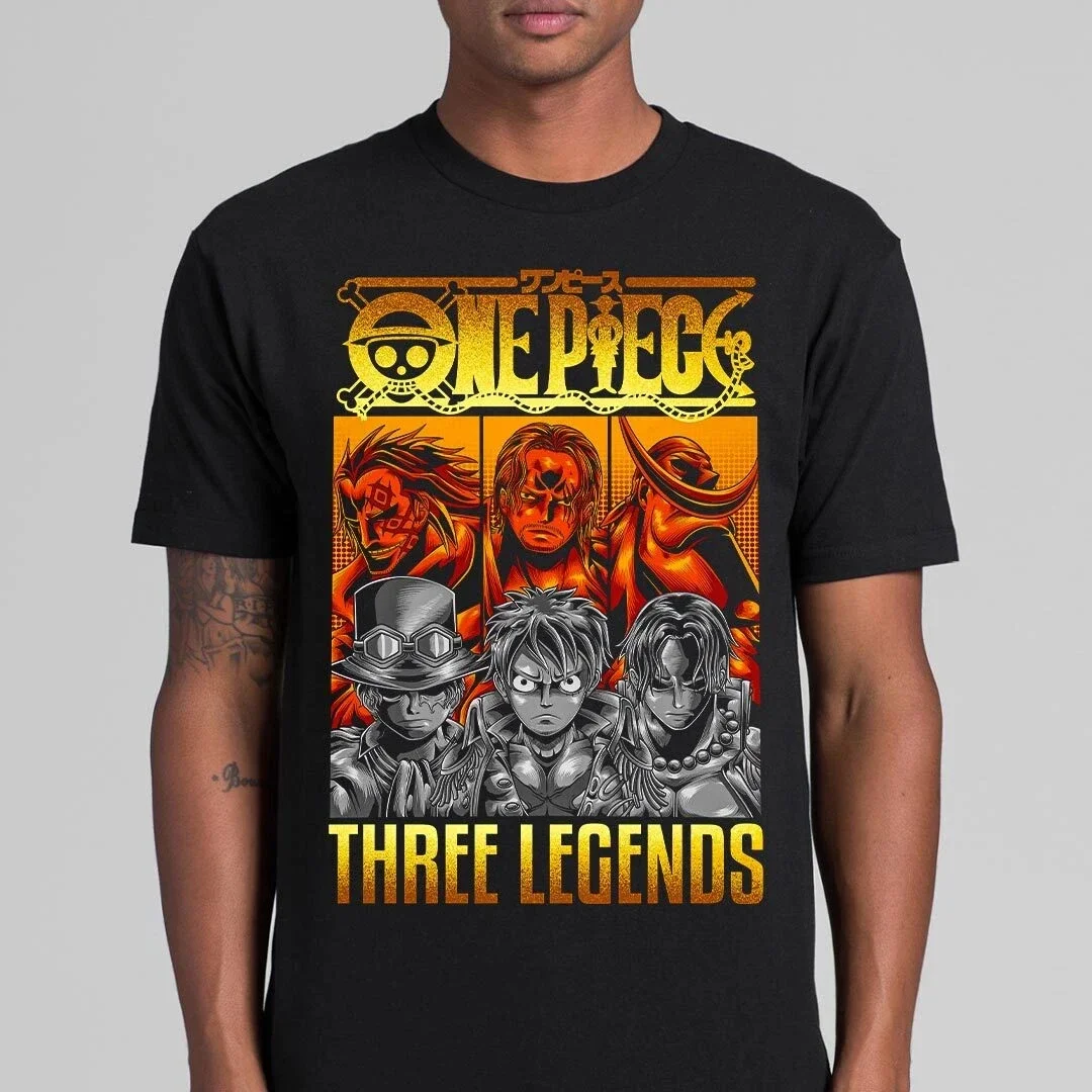 One Piece Three Legends T-Shirt Japanese Anime Tee AS Colour Graphic Short Sleeve Shirt Unisex Men Women Summer New Cotton Tee