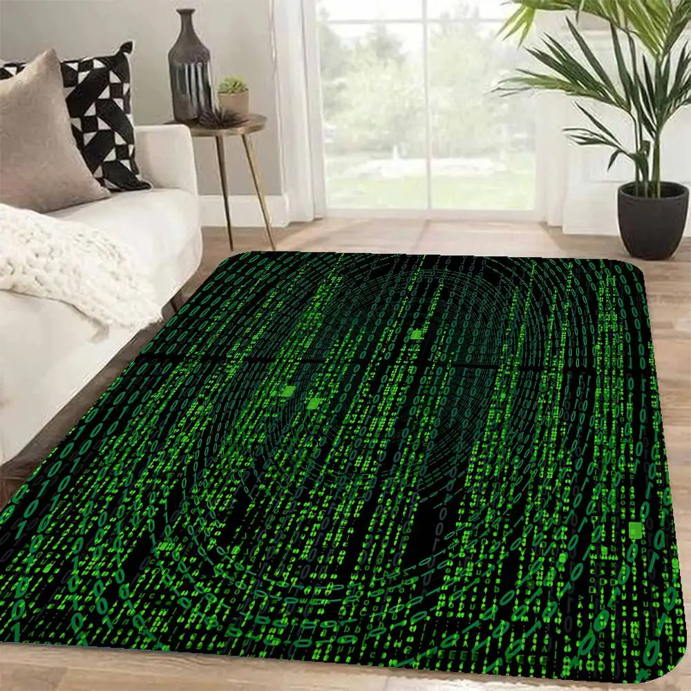 Binary Code The Matrix Program Chart Bathroom Mat Kids Room Bedroom Decoration Balcony Anti-Slip Doormat Living Room Welcome Rug