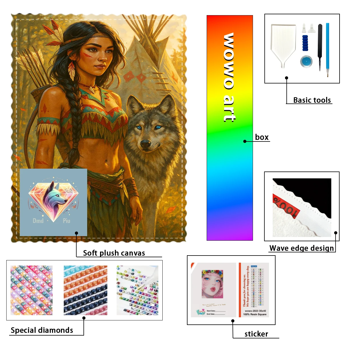 

【Piu Diamond Art】La sabiduría del lobo 100% resin FD+ab+cr Diamond Stamping Kit Perfect Masterpiece worth Buying