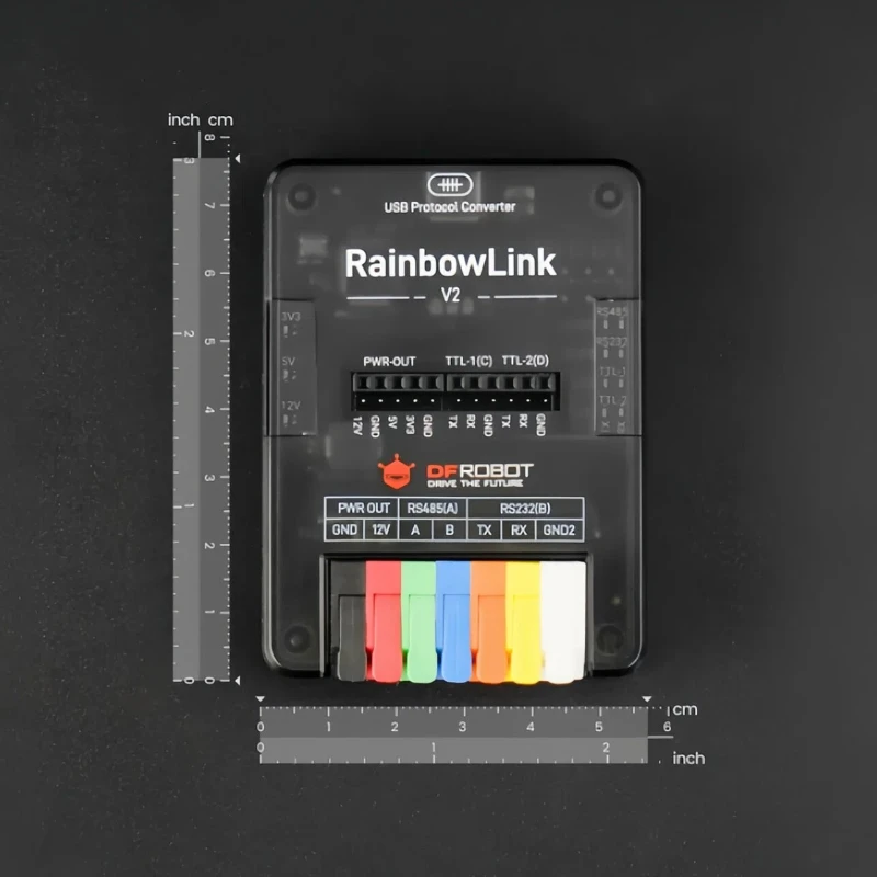 RainbowLink-V2 USB Converter 4-Ch Isolated RS485 RS232 TTL 12V/5V/3.3V Power Output Lever Terminals Multi-Protocol