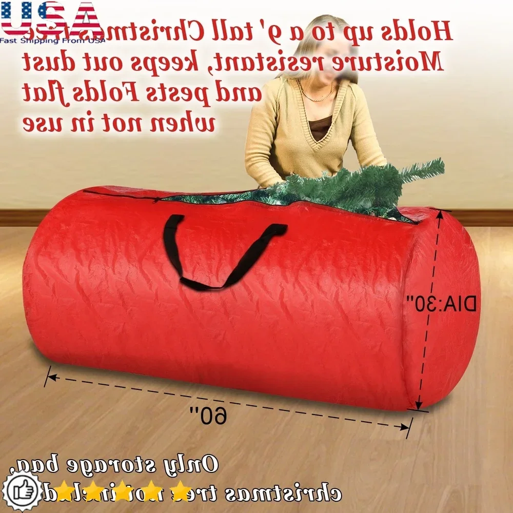 

Large Christmas Tree Storage Bag Carry Handles Heavy Duty Zipper Holiday Cleanup Protects Artificial Trees 9ft Dust Moisture