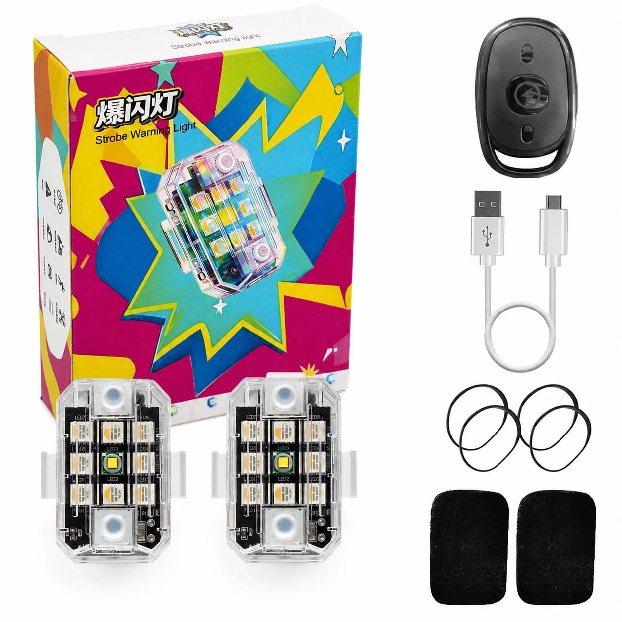 luz-de-advertencia-led-sem-fio-com-controle-remoto-a-prova-d'Agua-indicador-de-flash-anticolisao-para-motocicleta-carro-bicicleta-e-scooter