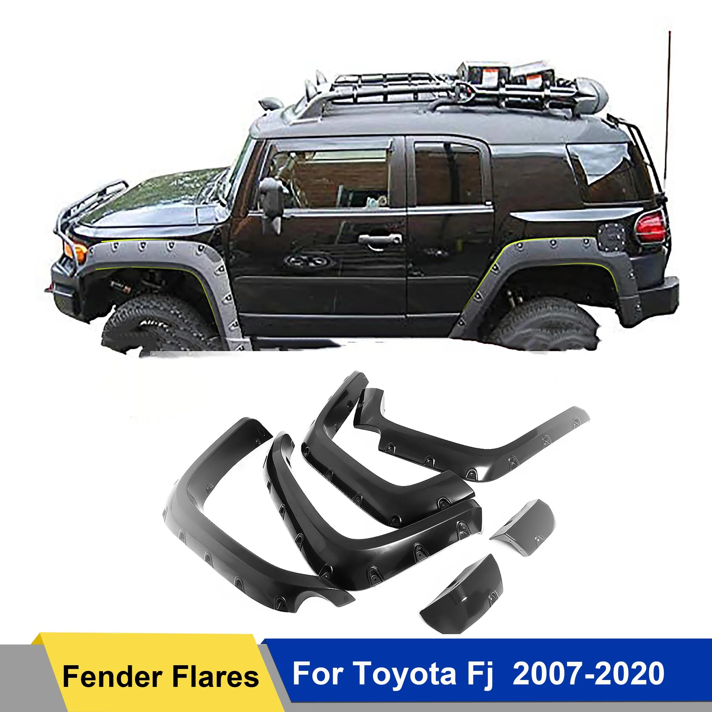 

Fender Flares Arch Wheel Mudguards for Toyota Fj 2007-2023 Double Cabin Matte Black Car Accessories