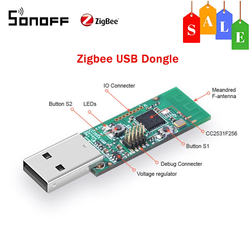 SONOFF Zigbee CC2531 USB Dongle Sniffer Bare Board Packet Protocol Analyzer Module USB Interface Dongle Capture Packet Module