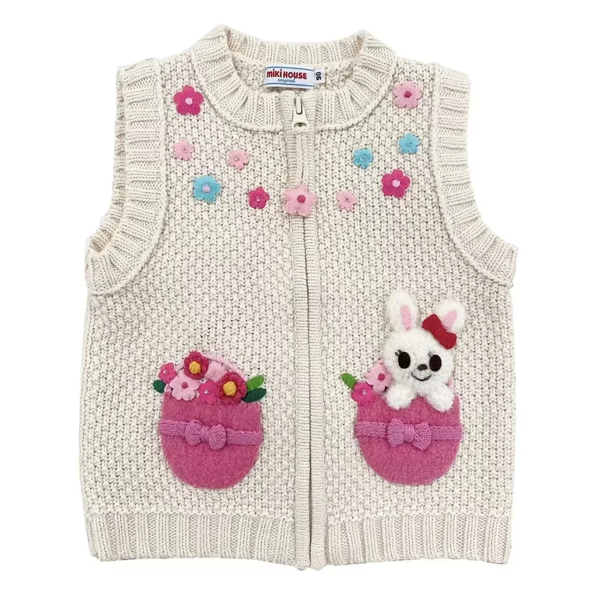 Boy's Clothes Vest  Autumn Winter Fashion Brand Embroidery Bear Rabbit Pattern Kids with Zipper Sweater Horse Clip Girl