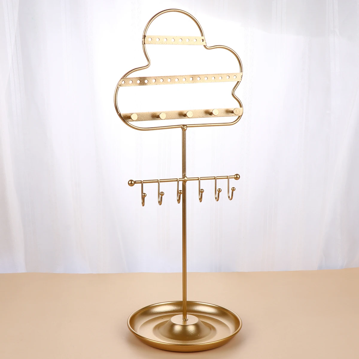 

Golden Jewelry Display Stand Necklace Organizer Storage Rack Earrings Holder Ear Ring Stand Lightweight Sturdy Compact