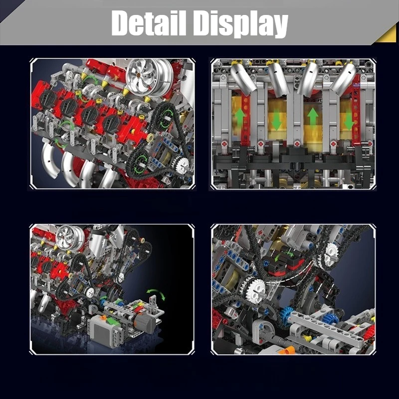 V8 Mini Engine Model Kits Building Blocks Assembly Kids Toys Vehicle Engine Modeling Accessories Model Kit for Boys Gifts