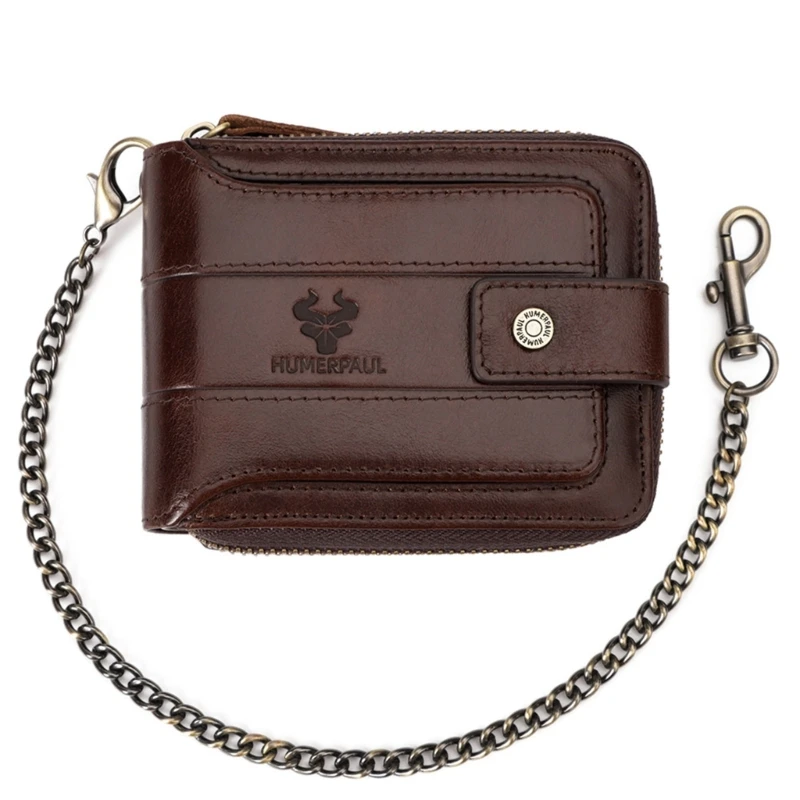 Cartera compacta para hombre con monedero con cremallera, monedero elegante y funcional, bolsillos para cambio