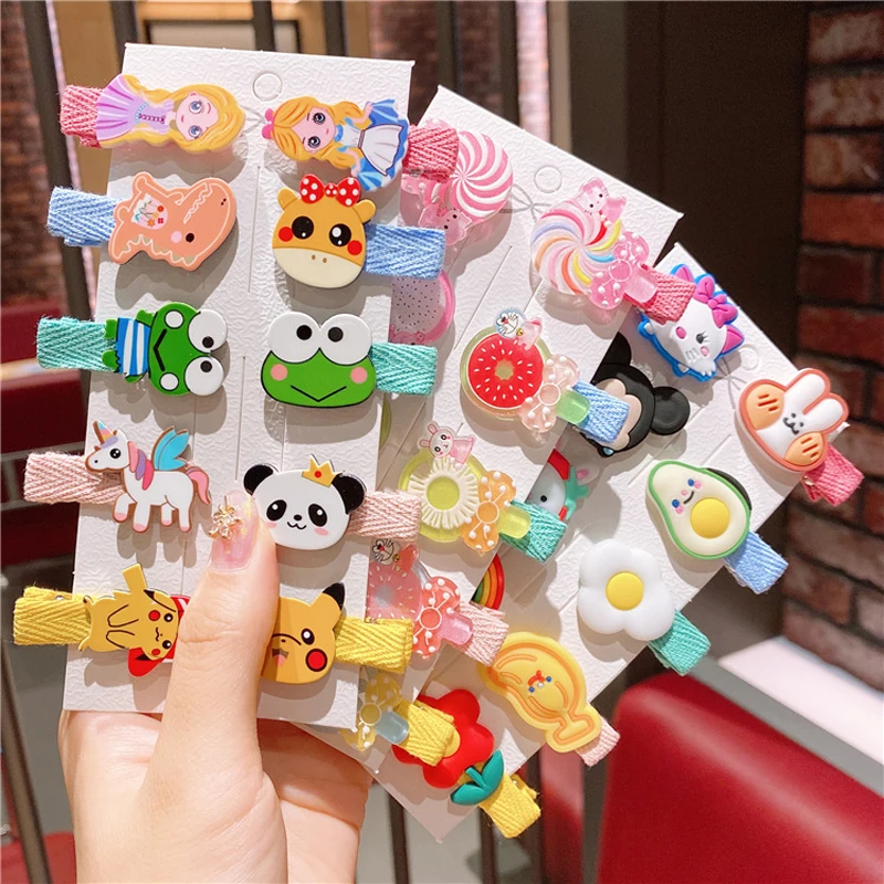 10Pcs Hair Clip Set Girls Cute  Cartoon Hair bands Hair Accessories Ice Cream Unicorn Hairpins Headband Barrettes Kids Headdress