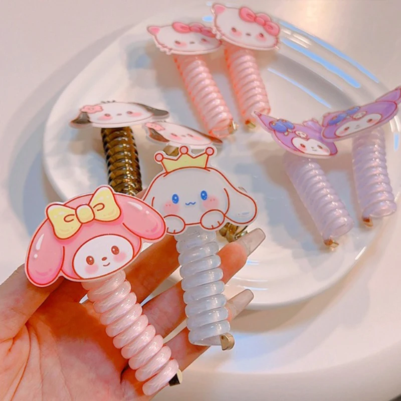 Sanrio-coleta elástica de dibujos animados para niña, cuerda para el pelo en espiral, bonito Anillo para el pelo, accesorios para el cabello versátiles, regalos