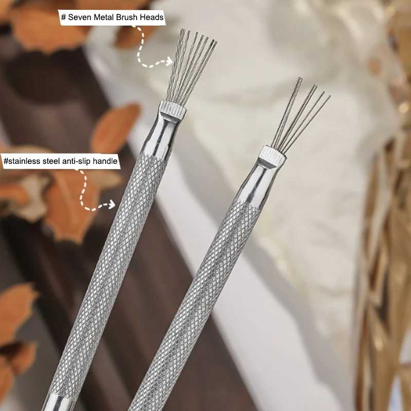 فرش طلاء الأظافر متعددة الوظائف ، مقبض من الفولاذ المقاوم للصدأ قابل للانحناء ، رسم جل بالأشعة فوق البنفسجية ، أدوات تجميل الأظافر ، قلم 7 دبوس