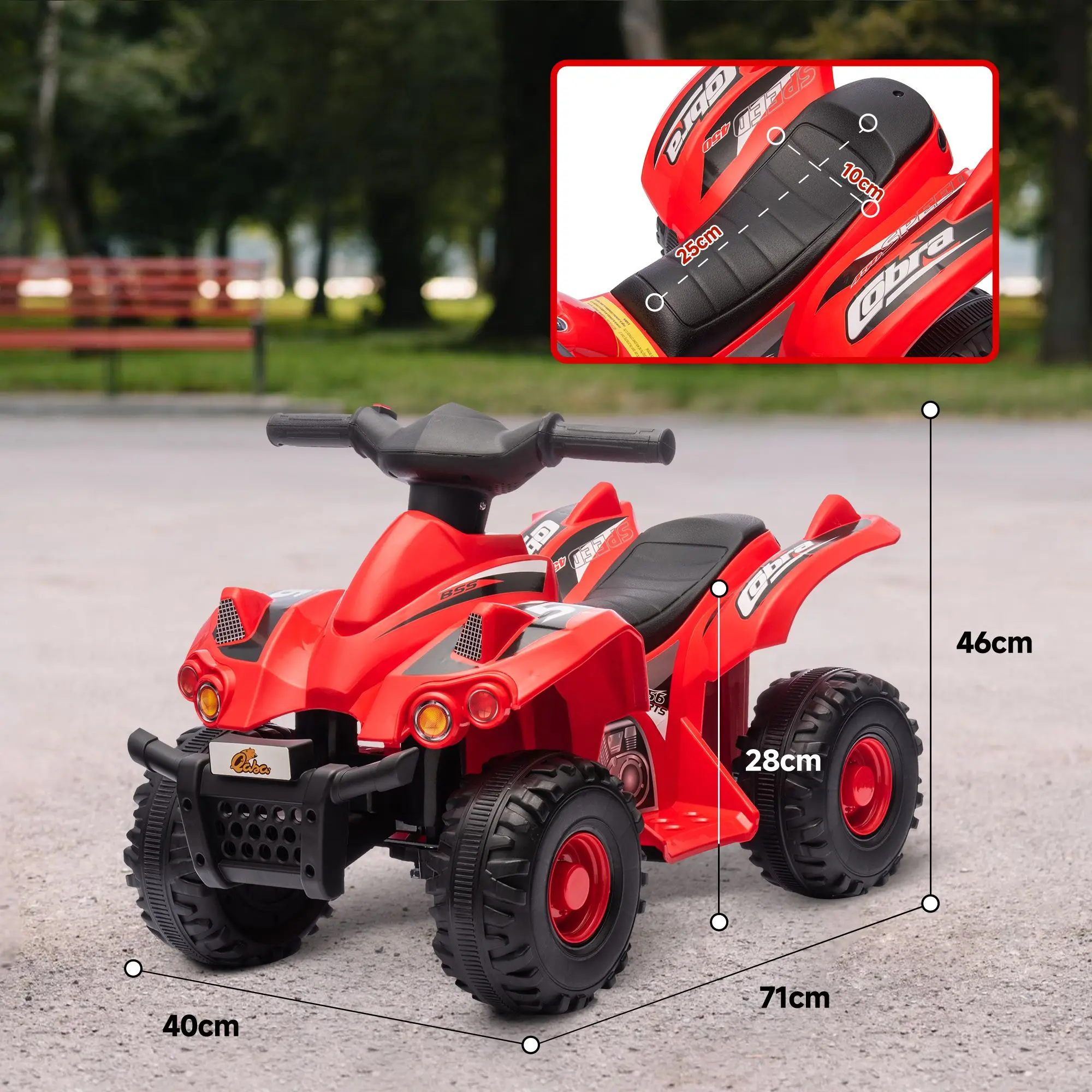 ATV infantil, carro quádruplo infantil de 6 V e 4 rodas, passeio elétrico alimentado por bateria com música para meninos e meninas de 2 a 6 anos, vermelho