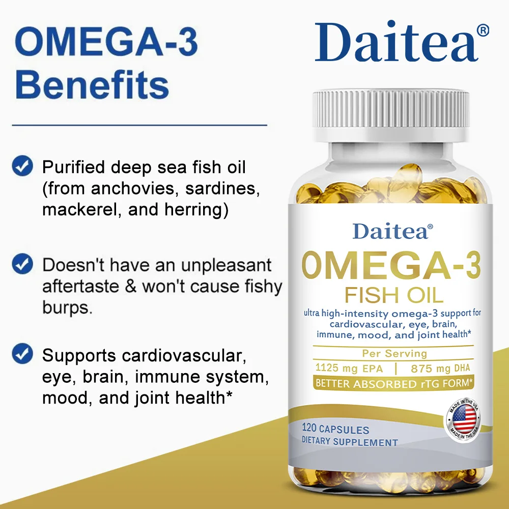 زيت السمك أوميغا 3 مع EPA DHA - يدعم الدماغ والكبد والقلب والمفاصل والمناعة وتحسين النوم والمزاج، 120 كبسولة #4