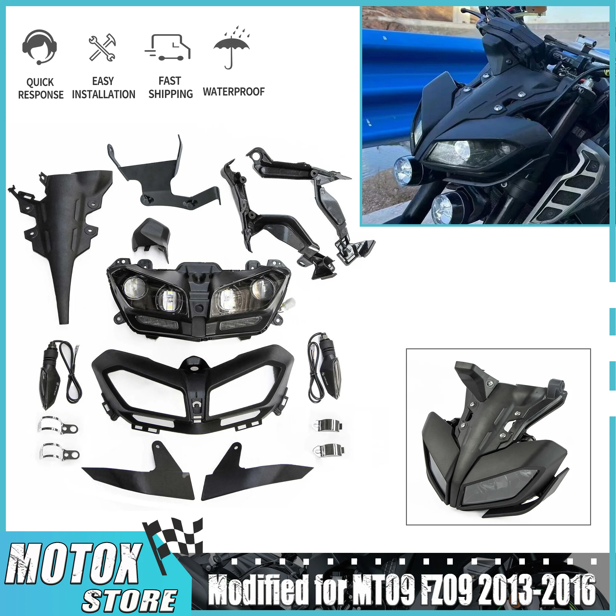 Fit For 2014 - 2016 Yamaha MT09 FZ-09 MT-09 Head Light Assembly MT 09 2015 Motorcycle Headlight Set Turn Signal Mirror