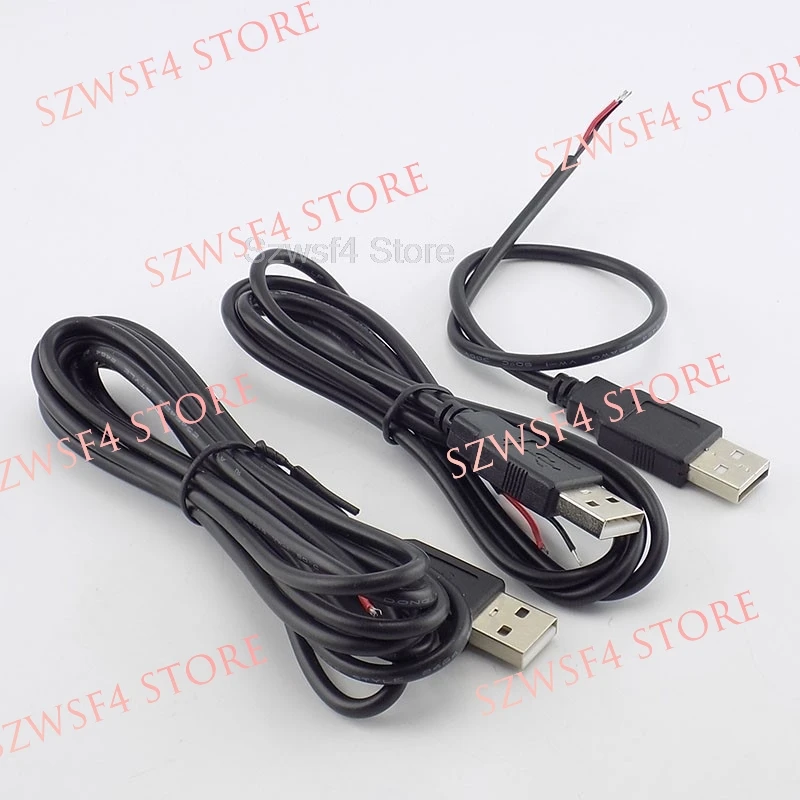 0.3/1/2M DC 5V USB 2.0 Type A Male 2 Pin Cable Power Supply Adapter Charge for Smart Devices DIY Connector Wire E4