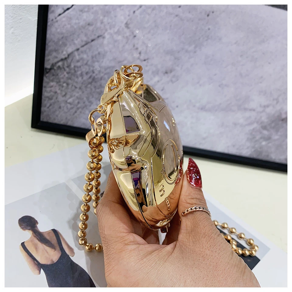 Einfache Conch Abendessen Tasche frauen Schulter Messenger Umhängetasche Spaß Persönlichkeit Metall Kette Kupplung Acryl Shell Telefon Taschen Heißer – Detail 33