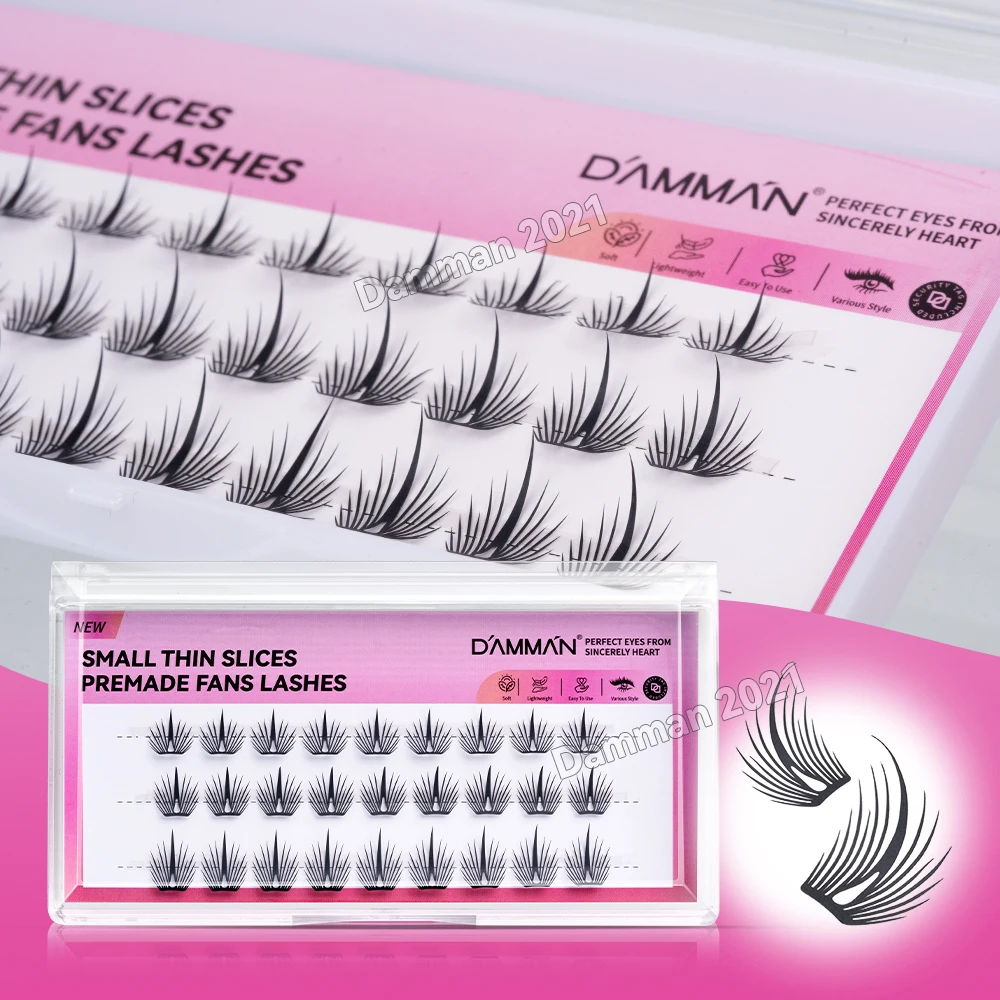 Damman Indywidualne Sztuczne Rzęsy D Curl Małe Cienkie Rzęsy w Kępkach 10-14mm Naturalne Segmentowe Rzęsy Narzędzia do Makijażu