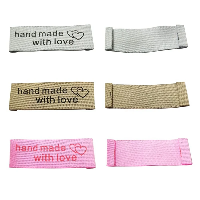 240 Pieces Personalized Sewing Labels Sew On Clothing Labels Handmade Interlocking Heart Pattern Label Tags