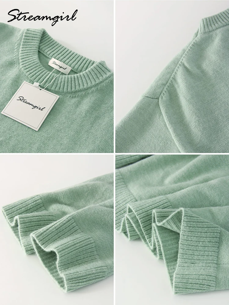 Warm Green Oversize Sweaters For Women Winter O Neck Pullovers Pink Vintage Jumpers Solid Knitwear Fall Woman Grey Sweater Thick 6 Warm Green Oversize Sweaters For Women Winter O Neck Pullovers Pink Vintage Jumpers Solid Knitwear Fall Woman Grey Sweater Thick 6
