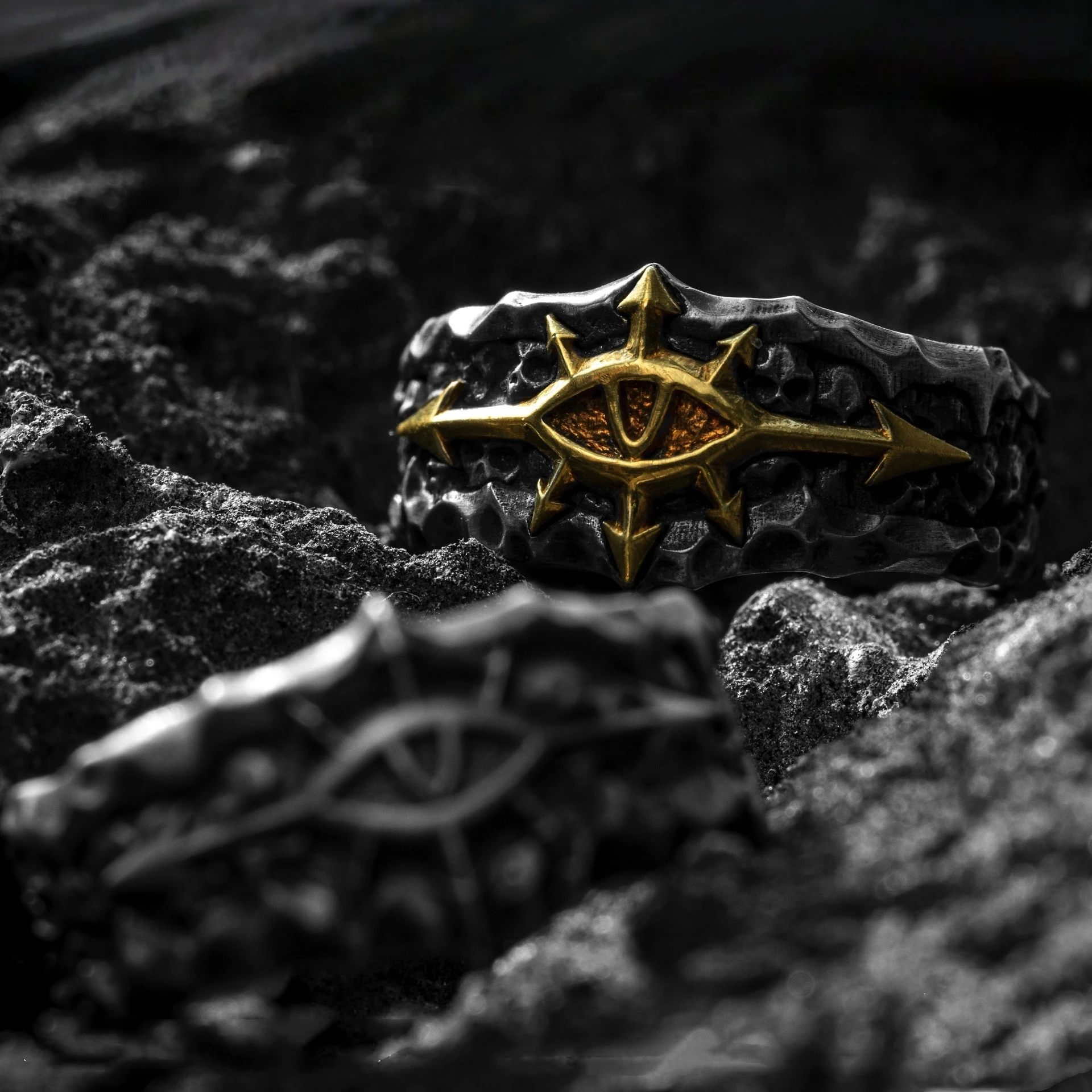 Retro The 13th Black Crusade Adjustable Open Ring For Men Punk Gothic Edgy Brass Jewelry Warhammer 40K Accessories Gift for Him