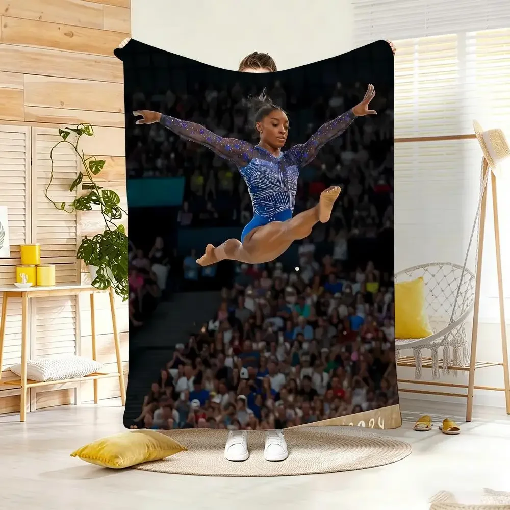 Celebrity S-SimoneS BilesS Throw Lightweight 240g Flannel Blanket Soft Skin-friendly for Summer Cooling