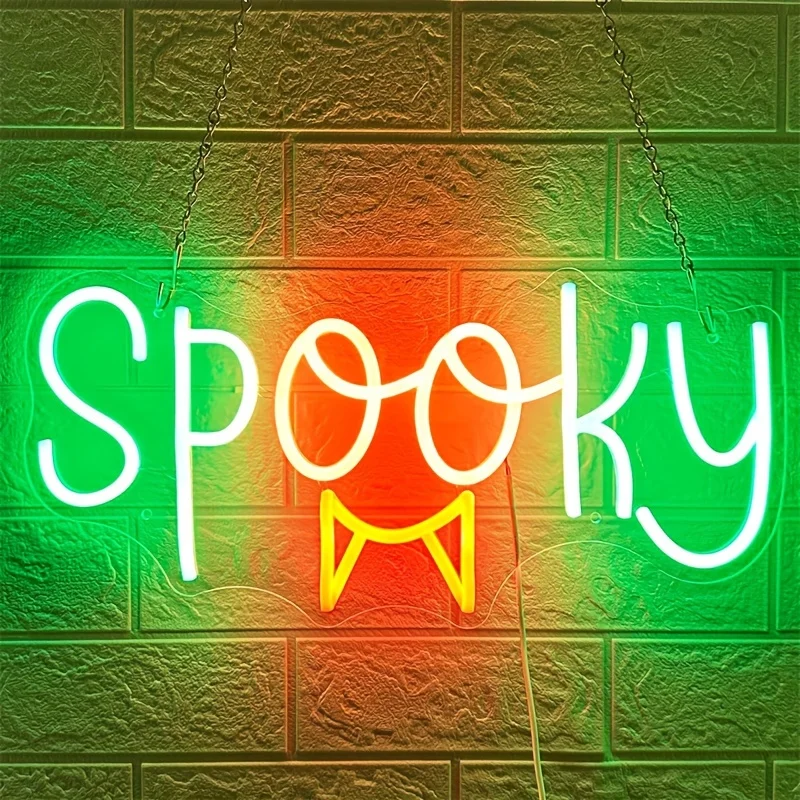 

Spooky Neon Light Sign Dimmable LED Neon Sign For Wall Decor Party Club Bar Game Room Halloween Decor Aesthetic Birthday Gift