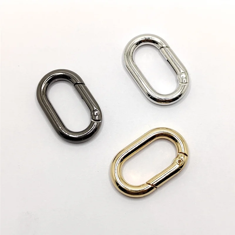 2 pezzi O Ring moschettone clip 13-25mm molla ovale apribile fibbia in metallo borsa cinghia anelli a scatto gancio collegare portachiavi pendente clip