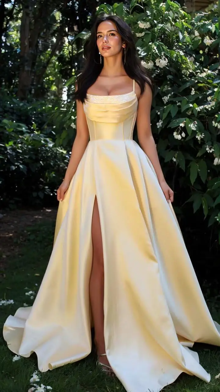 

Noble Satin Prom Dresses for Teens Long A-Line Cowl Neck Formal Evening Gown with Slit 2026 Maxi Ball Gowns Wedding Party Dress